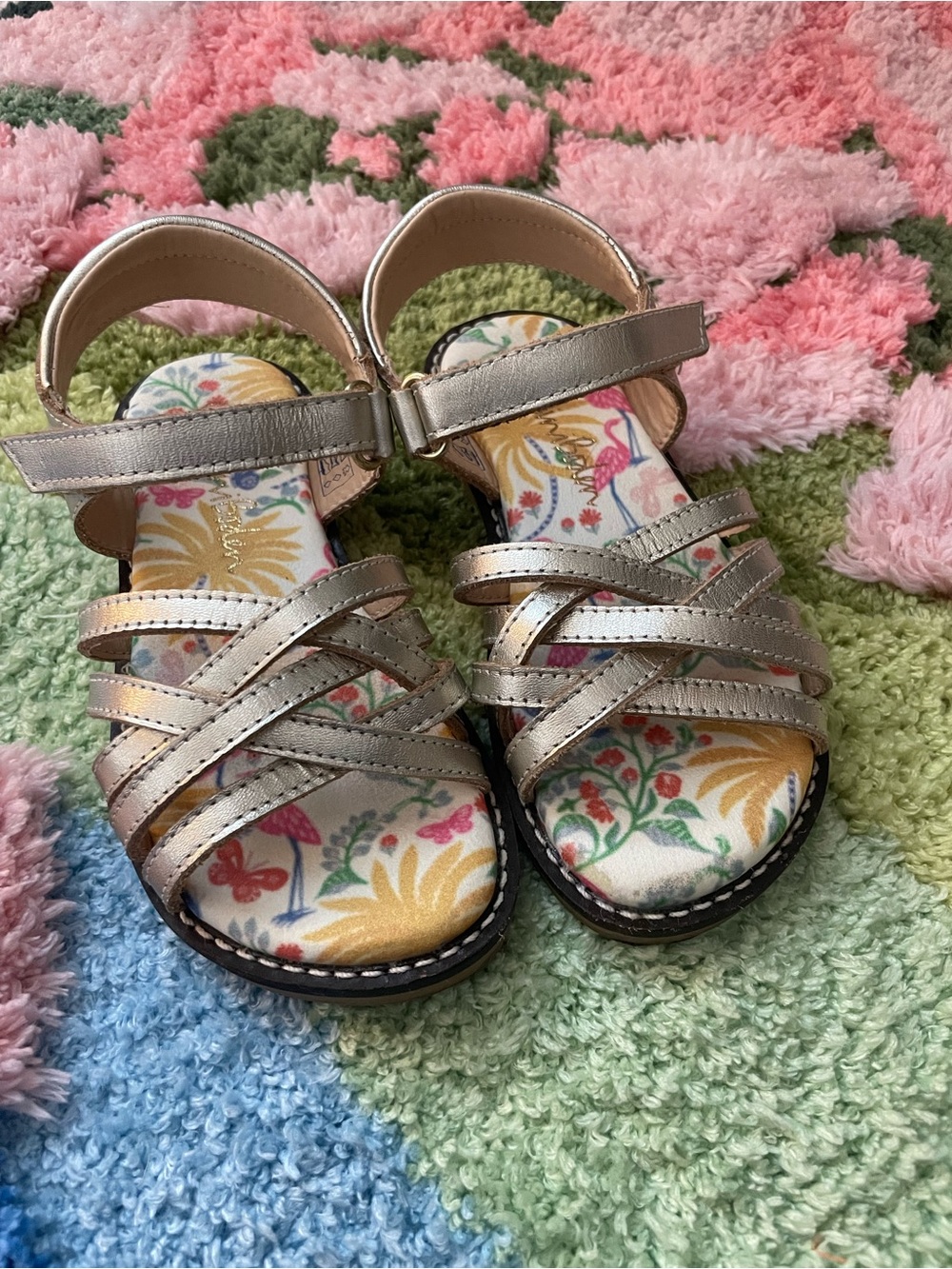 Mini Boden Gold Velcro Sandals size 28